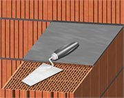 Mortar and fasade rendering for belted brickwork 