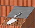 Mortar and fasade rendering for belted brickwork 